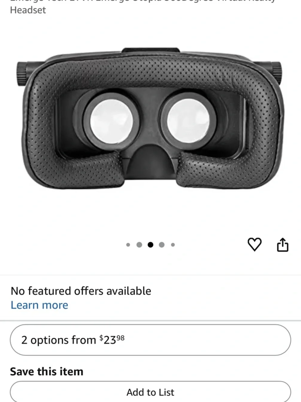 Utopia 360° Black VR Headset for Smartphones
